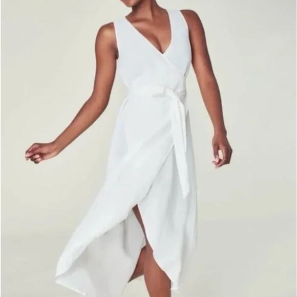 Andie The Maxi Wrap Dress Linen Coconut Women's Size Medium Summer Vacation - Picture 1 of 7